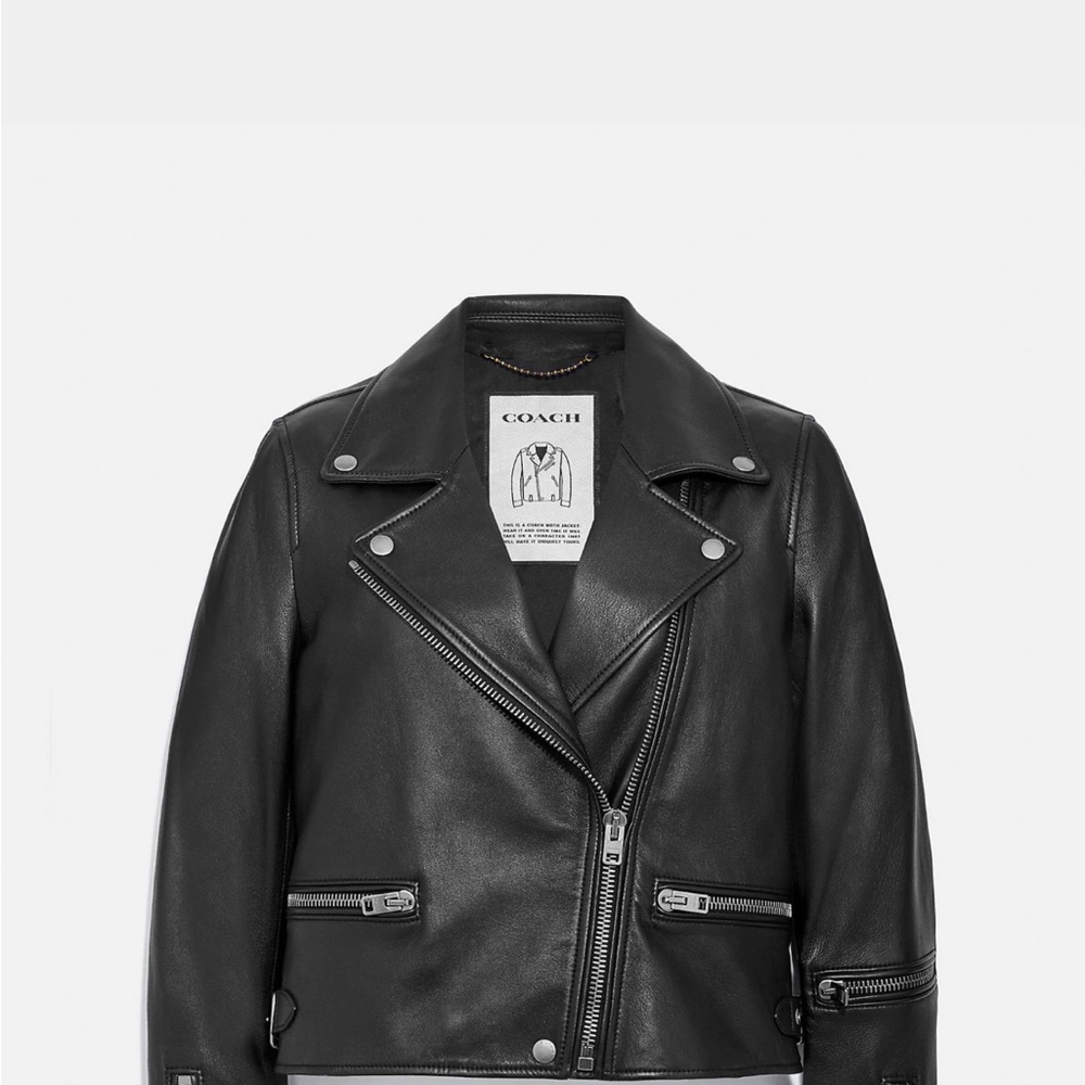 100% lamb leather Coach Biker jacket, in size zero (fits more like a size 2).